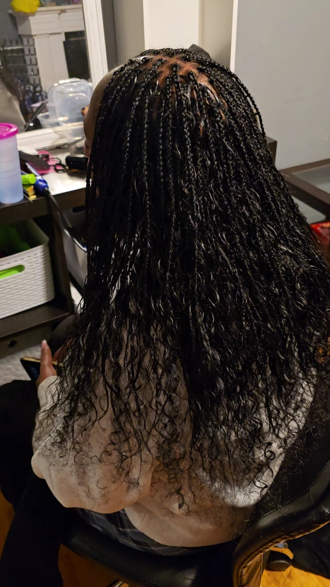 Boho knotless braids with beautiful curly ends