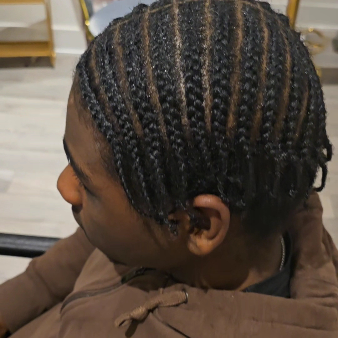 Close-up cornrow braids