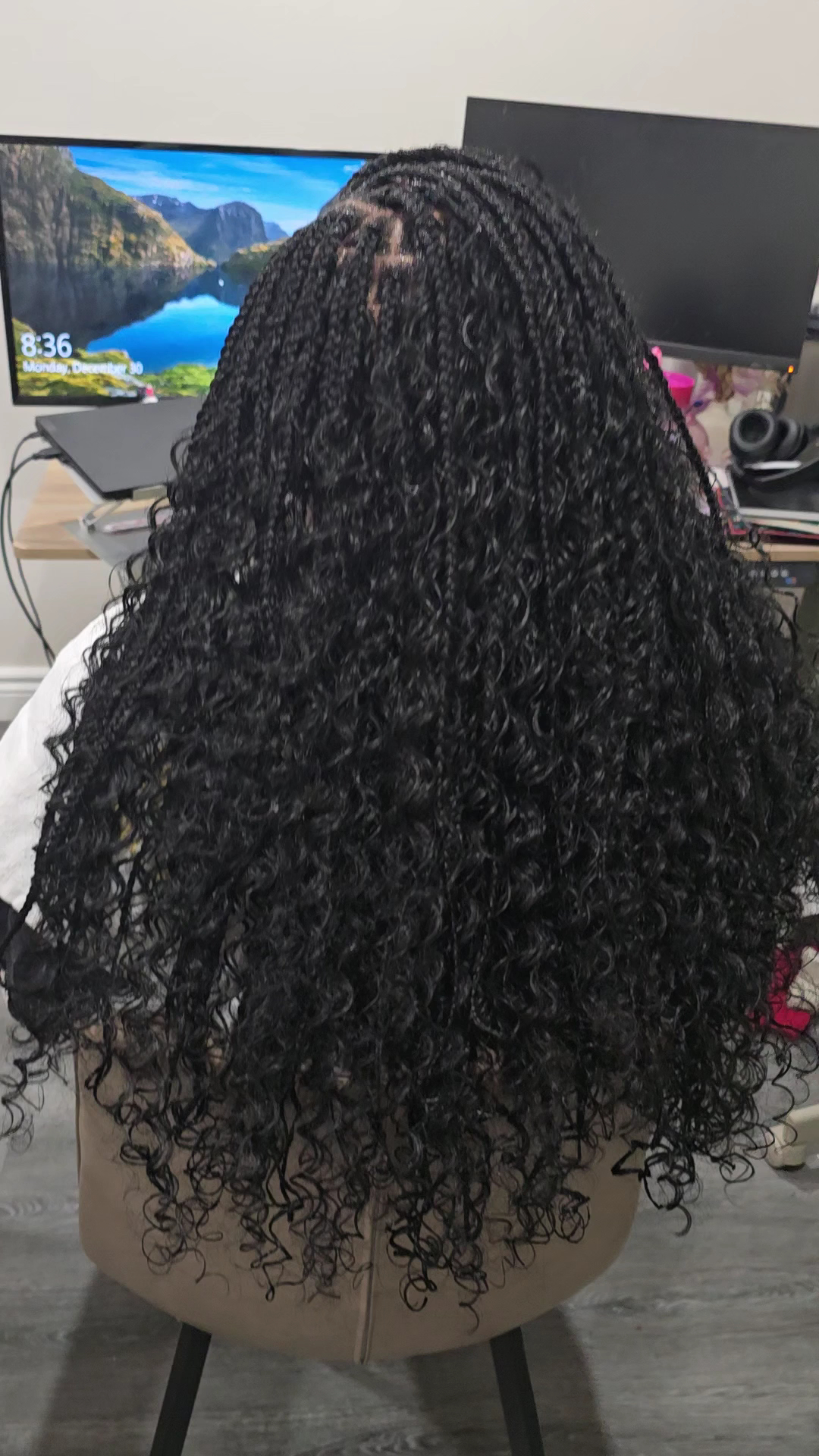 Goddess braids with curly ends