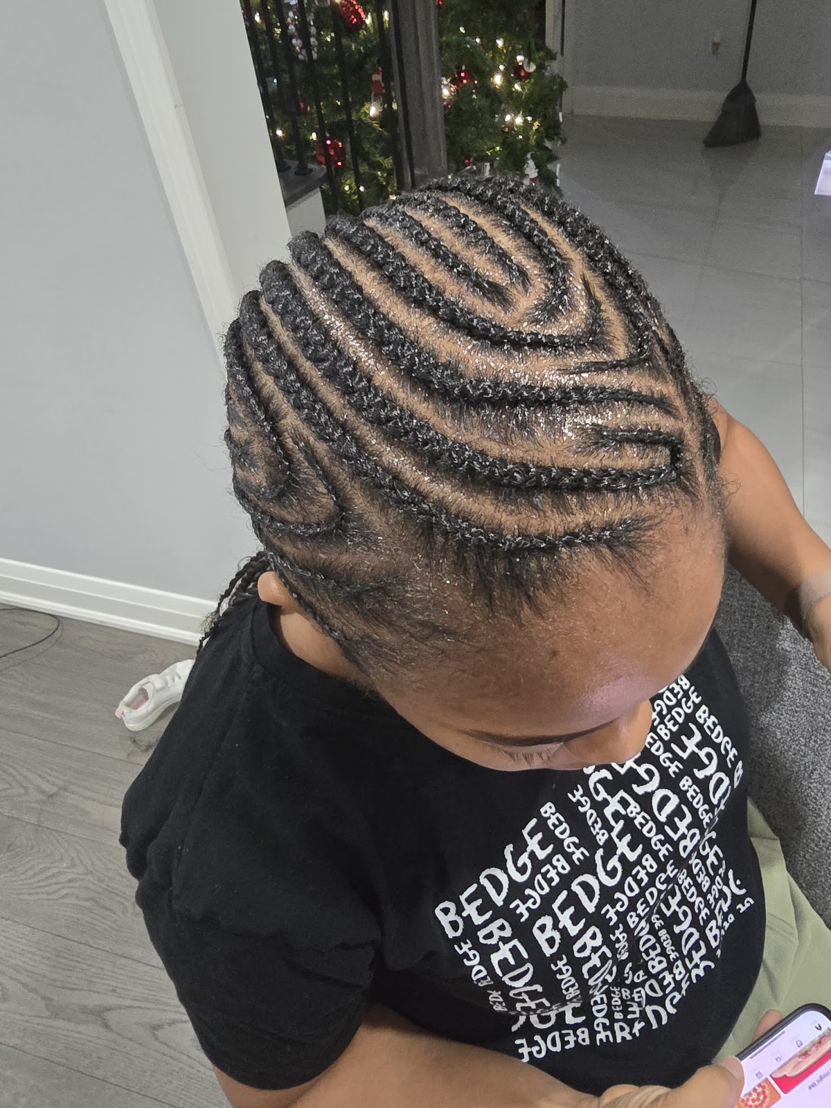 Intricate cornrow pattern